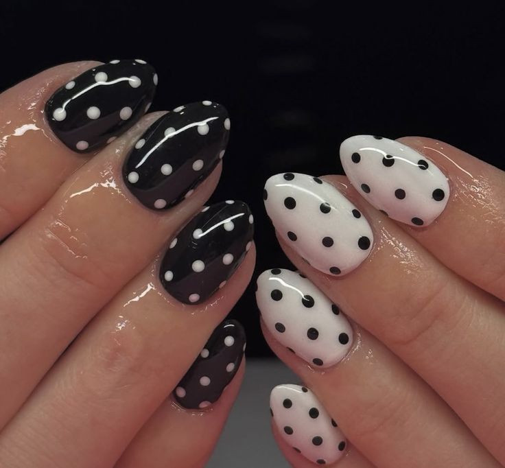 Black And White Polka Dot Nails